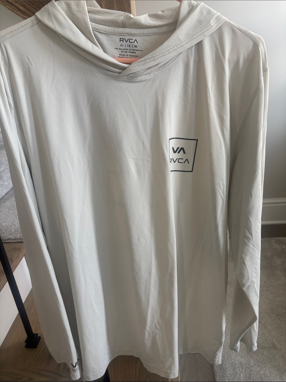 RVCA Men's Hooded Long-Sleeve Shirt in Light Cream